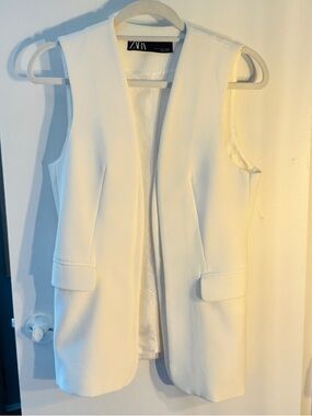 Zara Cream Sleeveless Tailored Vest